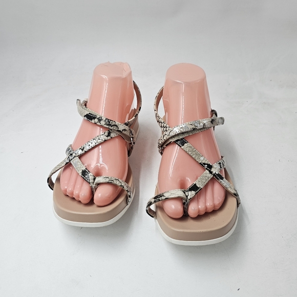 A New Day Eden Snakeskin Toe Loop Sandals Womens 7 Gray Strappy Hook Loop - Picture 5 of 10